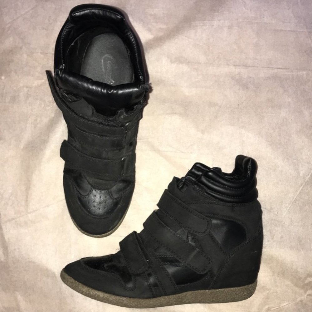 Candies Black Wedge Sneakers
